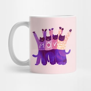 The four positive black cats MOVE in the right direction Mug